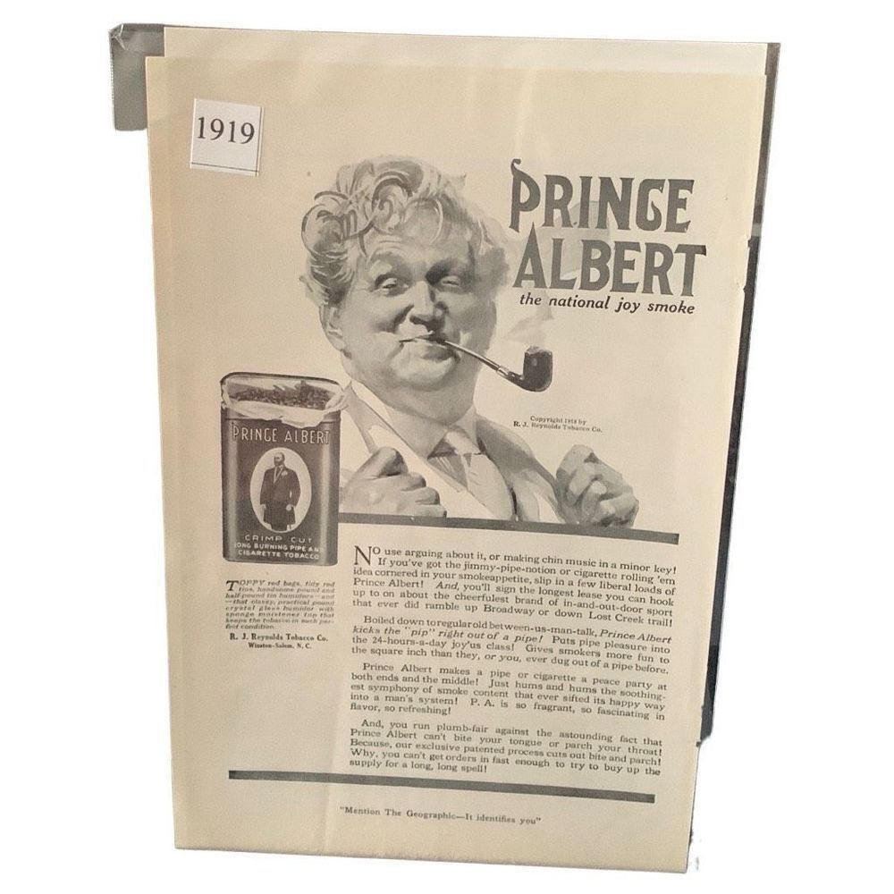 Vintage 1919 Prince Albert The National Joy Smoke Ad Advertisement